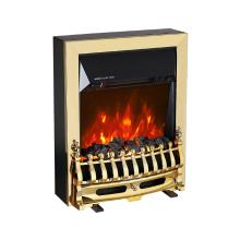 FKK25G - HOME FKK25G voľne stojaci elektrický krb, max. 2000 W, efekt LED plameňa, 2 stupne, mechanické ovládanie, zlatá dekorácia