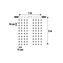 DLF200WW - LED svietiaci záves, 1x2 m / 200 LED, spojovateľný, teplá biela